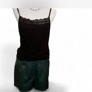 Chocolate Women's Dark Green High Waist Pleather Shorts